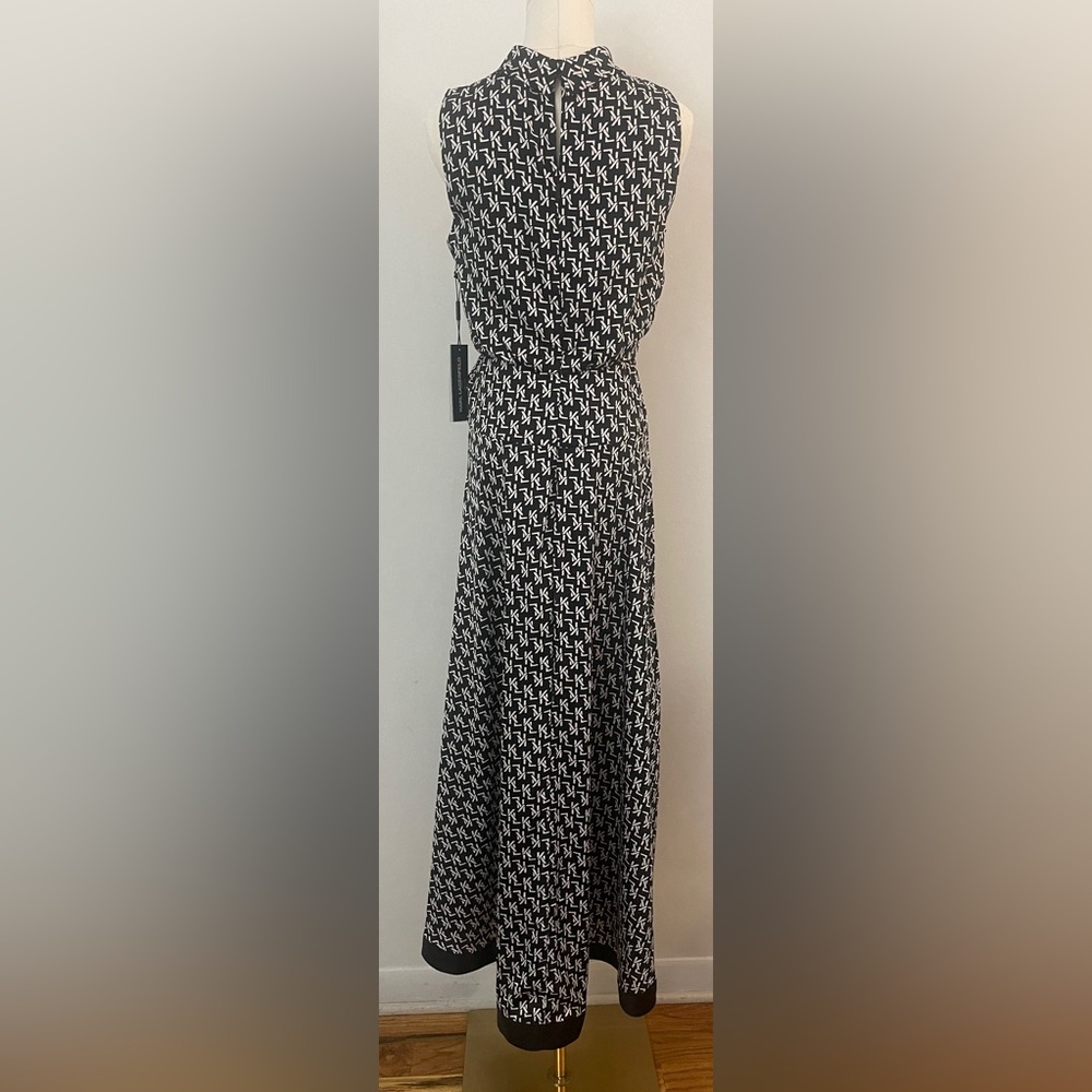 KARL LAGERFELD Paris Women's Black White Sleeveless High-Low Maxi Dress Size 4 - Picture 5 of 15